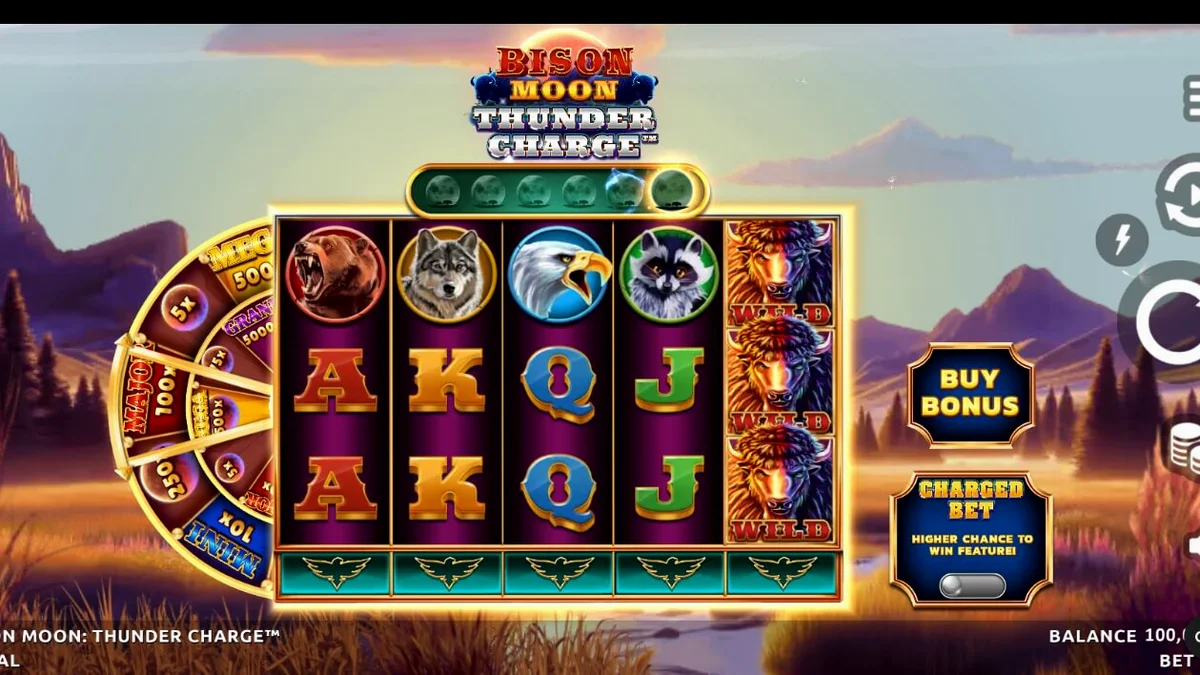 Bison Moon: Thunder Charge slot com tema de natureza e relâmpagos